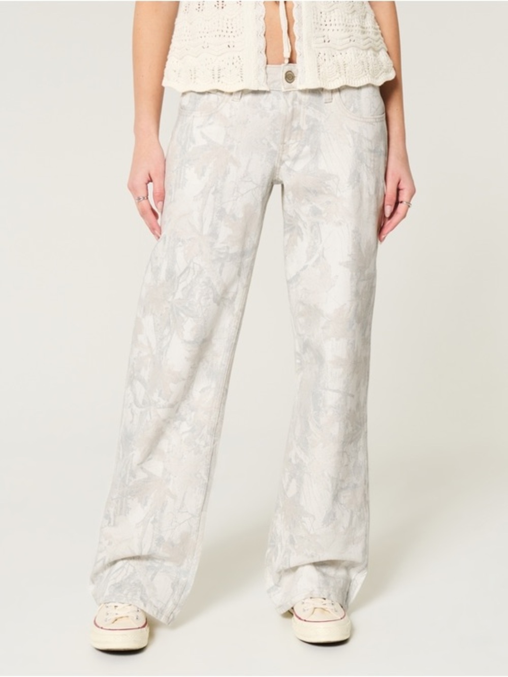Hollister Low-Rise Camo Baggy Jeans White Camo 12R 31W